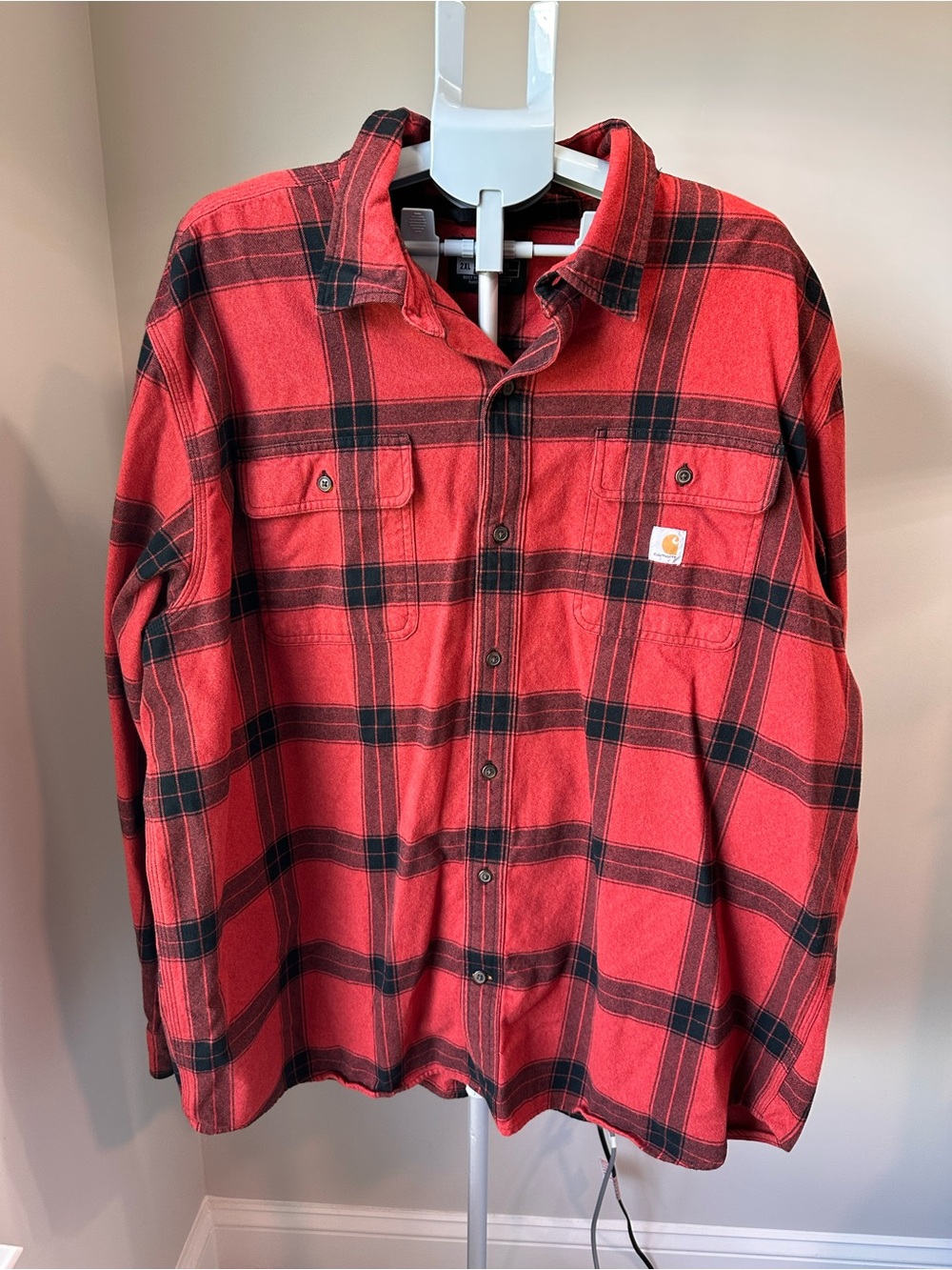 Carhartt Loose Fit Heavyweight Flannel Shirt Chili Pepper Red Plaid Men's 2XL